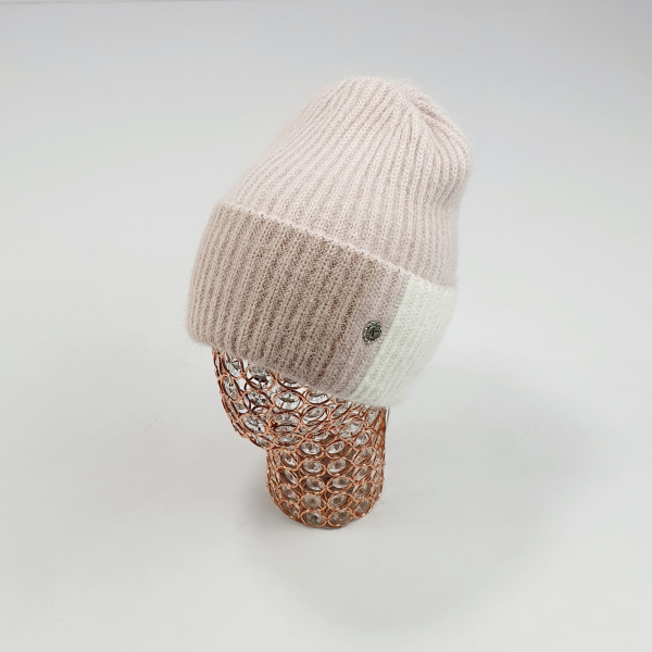 Шапка Катрин Ваниль (пыль.розовый/бел)